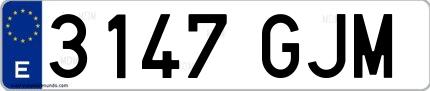Ejemplo de matrícula española 3147 GJM