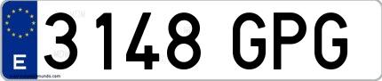 Ejemplo de matrícula española 3148 GPG