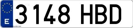 Ejemplo de matrícula española 3148 HBD