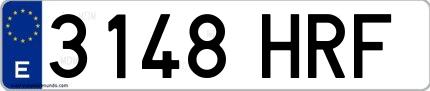 Ejemplo de matrícula española 3148 HRF