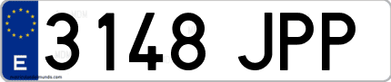 Ejemplo de matrícula de coche ordinaria 3148 JPP