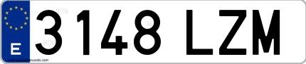 Ejemplo de matrícula española 3148 LZM