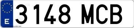 Ejemplo de matrícula española 3148 MCB