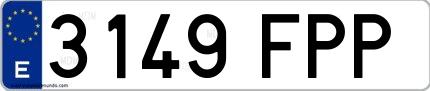 Ejemplo de matrícula española 3149 FPP