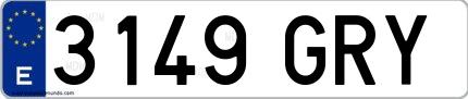 Ejemplo de matrícula española 3149 GRY