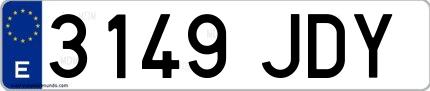 Ejemplo de matrícula española 3149 JDY