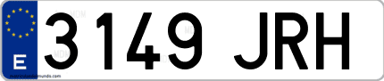 Ejemplo de matrícula de coche ordinaria 3149 JRH