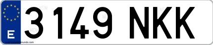 Ejemplo de matrícula española 3149 NKK