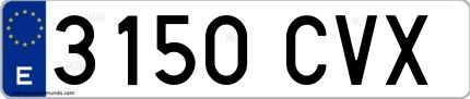 Ejemplo de matrícula española 3150 CVX