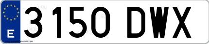 Ejemplo de matrícula española 3150 DWX