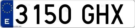 Ejemplo de matrícula española 3150 GHX