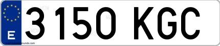 Ejemplo de matrícula española 3150 KGC
