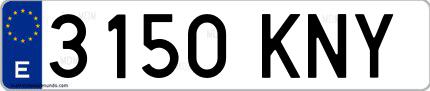 Ejemplo de matrícula española 3150 KNY