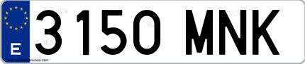 Ejemplo de matrícula española 3150 MNK