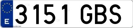 Ejemplo de matrícula española 3151 GBS