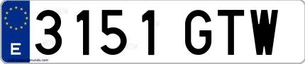 Ejemplo de matrícula española 3151 GTW