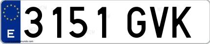 Ejemplo de matrícula española 3151 GVK