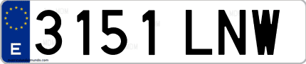 Ejemplo de matrícula de coche ordinaria 3151 LNW