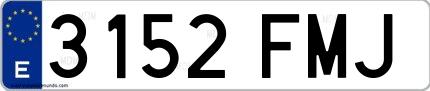 Ejemplo de matrícula española 3152 FMJ