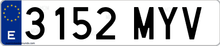 Ejemplo de matrícula de coche ordinaria 3152 MYV