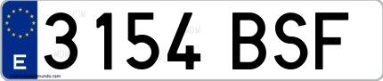 Ejemplo de matrícula española 3154 BSF