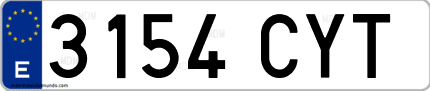 Ejemplo de matrícula de coche ordinaria 3154 CYT
