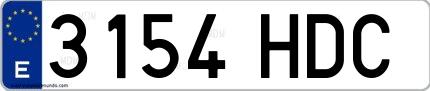 Ejemplo de matrícula española 3154 HDC