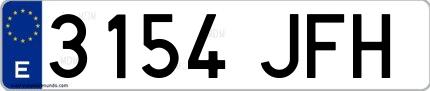 Ejemplo de matrícula española 3154 JFH