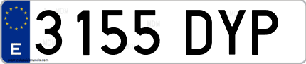 Ejemplo de matrícula de coche ordinaria 3155 DYP