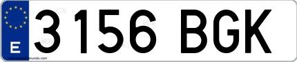 Ejemplo de matrícula española 3156 BGK