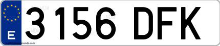 Ejemplo de matrícula española 3156 DFK