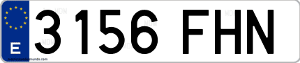 Ejemplo de matrícula de coche ordinaria 3156 FHN
