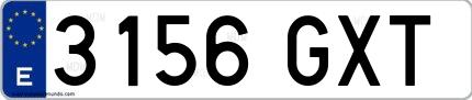 Ejemplo de matrícula española 3156 GXT