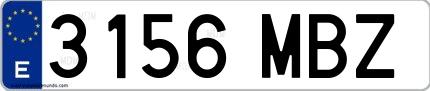 Ejemplo de matrícula española 3156 MBZ