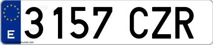 Ejemplo de matrícula española 3157 CZR