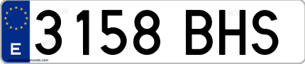 Ejemplo de matrícula de coche ordinaria 3158 BHS