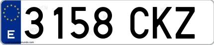 Ejemplo de matrícula española 3158 CKZ