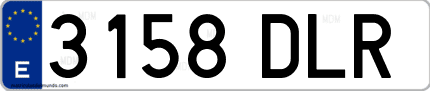 Ejemplo de matrícula de coche ordinaria 3158 DLR