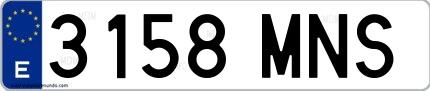 Ejemplo de matrícula española 3158 MNS
