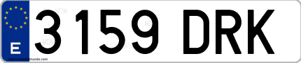 Ejemplo de matrícula de coche ordinaria 3159 DRK