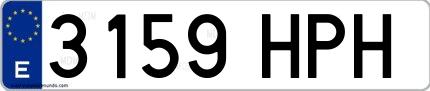 Ejemplo de matrícula española 3159 HPH