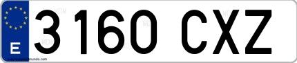 Ejemplo de matrícula española 3160 CXZ
