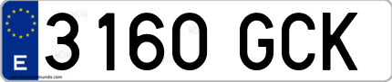 Ejemplo de matrícula de coche ordinaria 3160 GCK