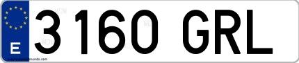 Ejemplo de matrícula española 3160 GRL