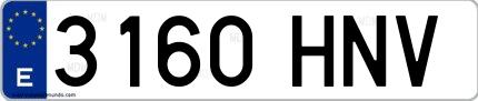 Ejemplo de matrícula española 3160 HNV