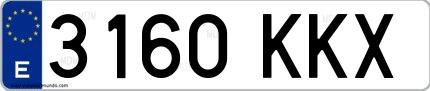 Ejemplo de matrícula española 3160 KKX