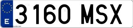 Ejemplo de matrícula española 3160 MSX
