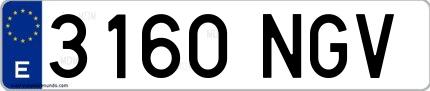 Ejemplo de matrícula española 3160 NGV