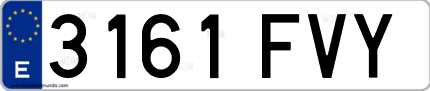 Ejemplo de matrícula de coche ordinaria 3161 FVY