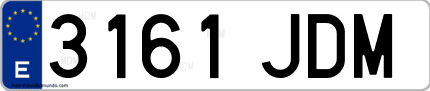 Ejemplo de matrícula de coche ordinaria 3161 JDM